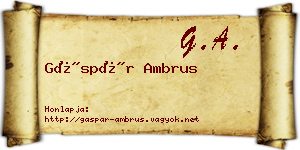 Gáspár Ambrus névjegykártya